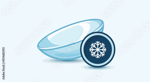 Contact Lens Depiction With Snowflake Symbol Illustrating Coolness, Clear Vision and Cold