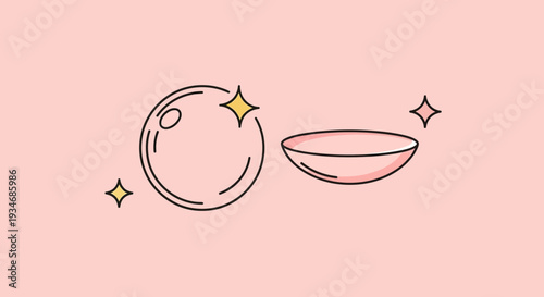 Contact Lens Illustration With Sparkling Elements In A Modern And Minimalist Style