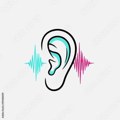Conceptual Illustration Depicting Sound Waves and Ear Anatomy for Hearing Health and Awareness