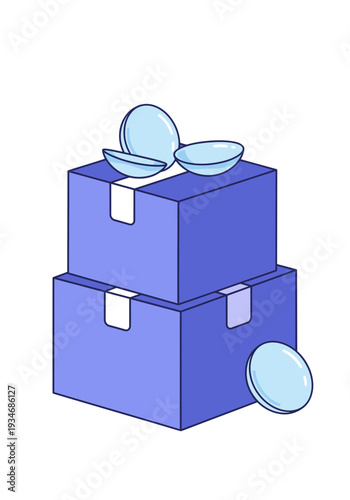 Contact Lens Storage And Package For Vision Correction Products Displayed Against White Background