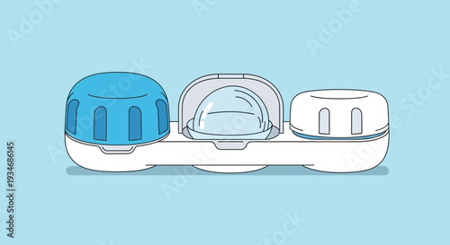 Contact Lens Storage Container Illustration With Blue and White Color Scheme