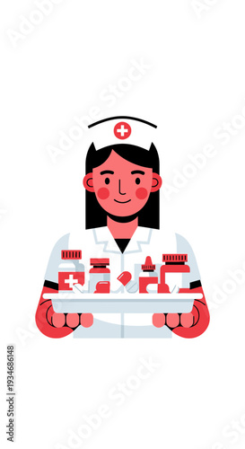 Dedicated Medical Professional Presenting Medication Tray for Patient Healthcare Treatment and