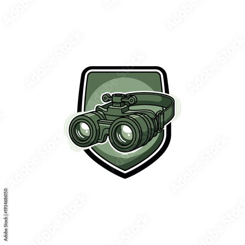 Binoculars Icon Shield Emblem Graphic Design.