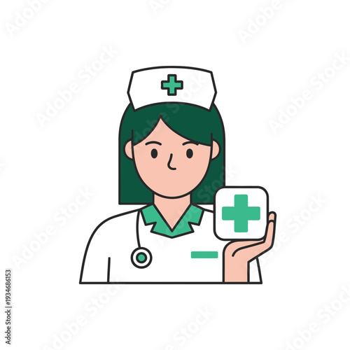 Dedicated Medical Professional Presenting Healthcare Icon, Offering Aid and Assistance