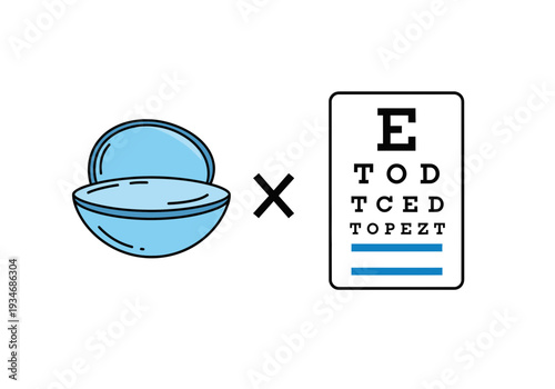 Contact Lenses Plus Eye Chart: Visual Aid Demonstrating Eyewear and Vision Correction