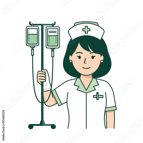 Dedicated Nurse Administering Intravenous Fluids Delivering Compassionate Healthcare in a Modern