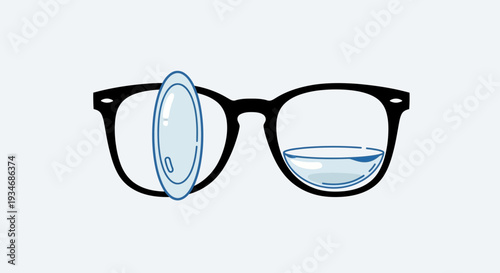 Conceptual Illustration Depicting Vision Correction Methods with Eyeglasses and Lens Options