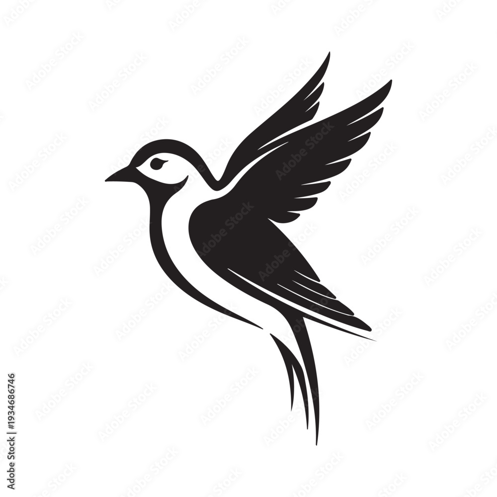Fototapeta premium Elegant Bird silhouette symbol icon. vector illustration on white back ground
