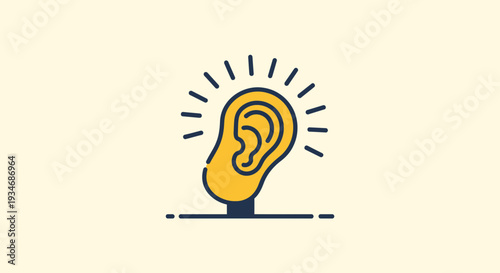Creative Icon Representing Concept Of Listening, Hearing, Sound, and Awareness