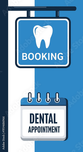 Dental Booking Sign: Modern Illustration for Appointments and Oral Healthcare Services Design