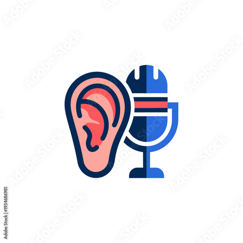 Creative Icon Representing Sound Perception and Digital Audio Recording Technologies