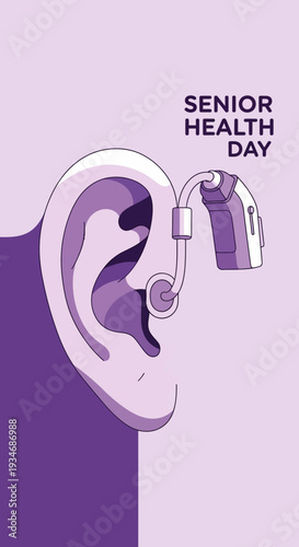 Creative Illustration Depicting Hearing Aid Technology and Senior Health Awareness for Targeted