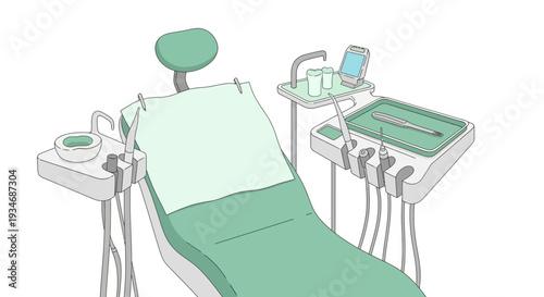 Dental Chair Illustration Depicting Modern Medical Equipment In Healthcare Environment