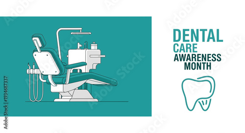 Dental Chair Illustration For Medical Checkup And Dental Care Awareness Month Design