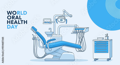 Dental Chair Illustration Showcasing World Oral Health Day Celebration In Graphic Form