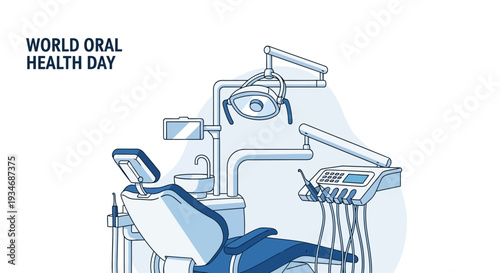 Dental Chair Illustration Showcasing World Oral Health Day Concept Clean And Detailed