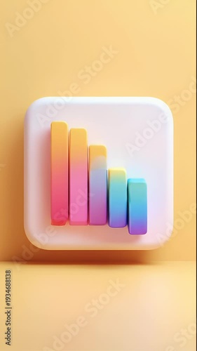 Colorful Bar Graph Icon on a Square Background with a Yellow Backdrop.