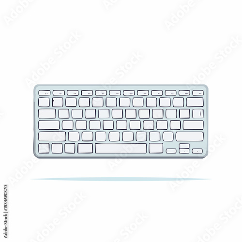 Modern wireless computer keyboard, flat design, isolated view