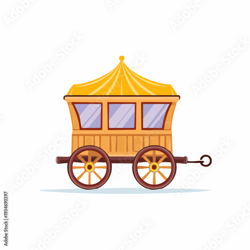 Cartoon royal carriage illustration, vintage vehicle design concept