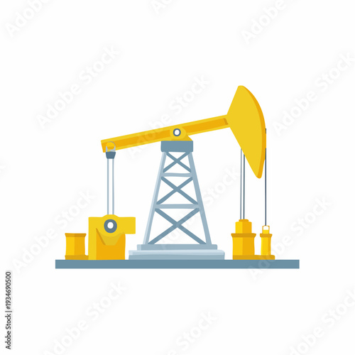 Illustrated yellow oil pump extracting energy from underground, industrial equipment