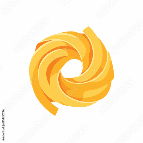 Fresh Italian pasta nest illustration. Isolated food ingredient for culinary design.