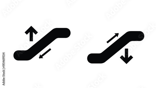 Two escalators moving in opposite directions a minimalist silhouette