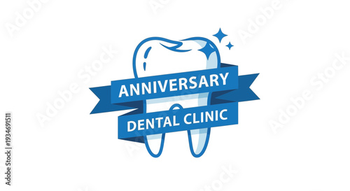 Dental Clinic Anniversary Logo Depicting Oral Care and Modern Dental Healthcare Service