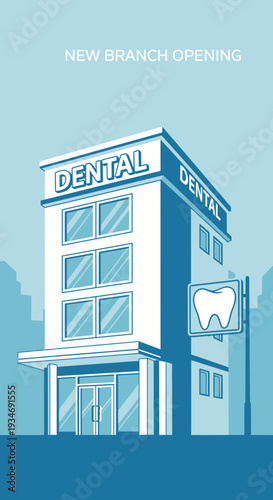 Dental Clinic Branch Opening Announcement With Modern Architectural Design and Healthcare Aesthetics