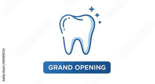 Dental Clinic Grand Opening Announcement With Shining Clean Tooth Isolated on White Background