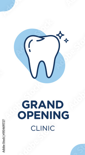 Dental Clinic Grand Opening Announcement: Sparkling Tooth Icon Celebrating New Beginnings