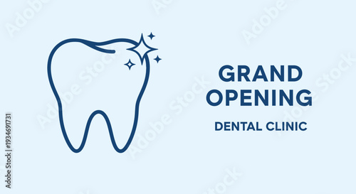 Dental Clinic Grand Opening Announcement With a Shiny Tooth Illustration to Promote Health