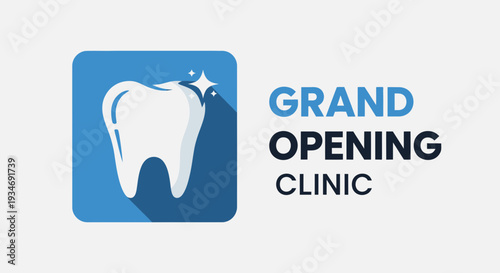 Dental Clinic Grand Opening Announcement With Shining Tooth, Perfect For Advertising Purposes