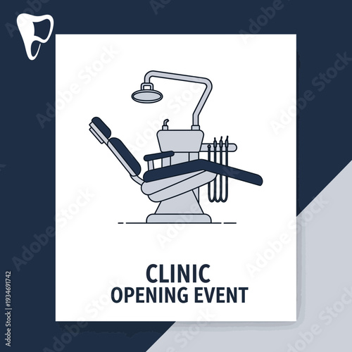 Dental Clinic Opening Announcement: Modern Treatment Room Icon Design for Healthcare Promotion