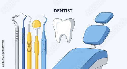 Dental Clinic Tools And Instruments Illustration Design For Healthy Teeth And Oral Care