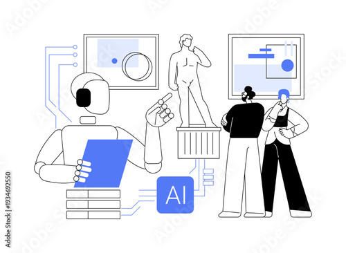 AI Interactive Museum Guides abstract concept vector illustration.