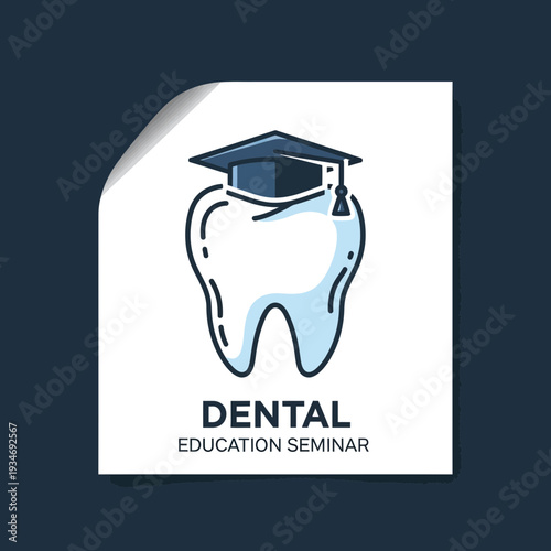 Dental Education Seminar: Academic Tooth Illustration with Graduation Cap Design for Training