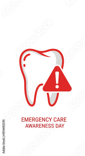 Dental Emergency: Awareness of Urgent Care with Illustrated Tooth and Exclamation Sign