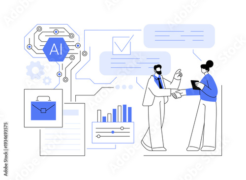 AI-Driven Conflict Resolution Systems abstract concept vector illustration.