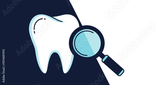 Dental Examination and Magnifying Glass Illustration for Healthy Teeth and Oral Hygiene