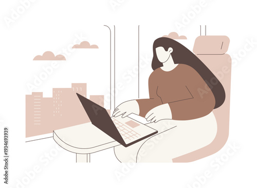 Working on the way isolated cartoon vector illustrations.