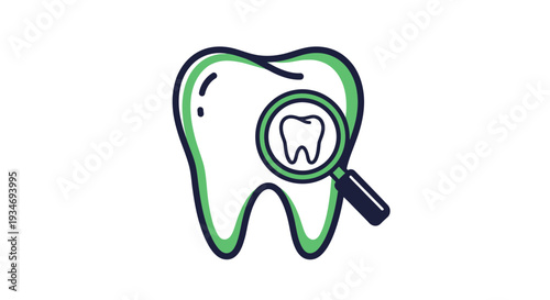 Dental Examination: Tooth With Magnifying Glass for Oral Hygiene and Wellness