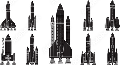 Space Rocket and Shuttle Silhouette Engineering Collection