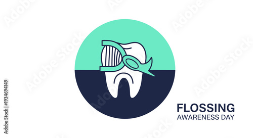 Dental Flossing Awareness Day Illustrated With Teeth and Dental Hygiene Tools Design