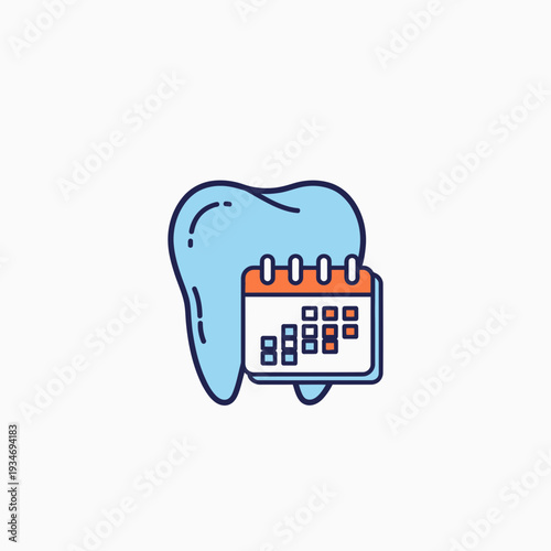 Dental Health Appointment Booking Concept: Illustrated Tooth With Calendar Suggesting Schedule