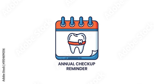 Dental Health Calendar Reminder: Annual Checkup Appointment Icon Illustration