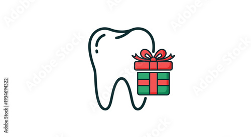 Dental Health Illustration Featuring Tooth and Gift Box, Perfect For Dentistry Promotion Campaigns