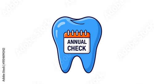 Dental Health Illustration Featuring Tooth with Calendar Indicating Annual Check Up