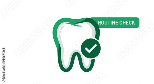 Dental Health Checkup Icon: Routine Examination Symbol on a White Background