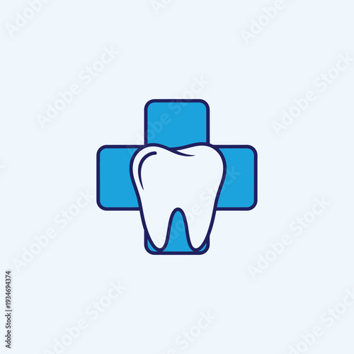 Dental Health Cross Symbol: Medical Illustration of Tooth, Emblem for Dental Clinics