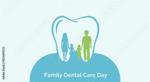 Dental Health Illustration Showcasing Family and Importance of Preventive Care